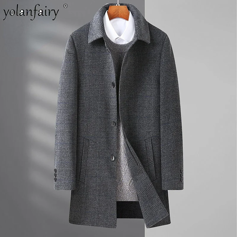 

Oversized Men's Wool Coat Overcoat Men Double Faced Tweed Trench Male Woolen Top s Winter Casaco Masculino FCY