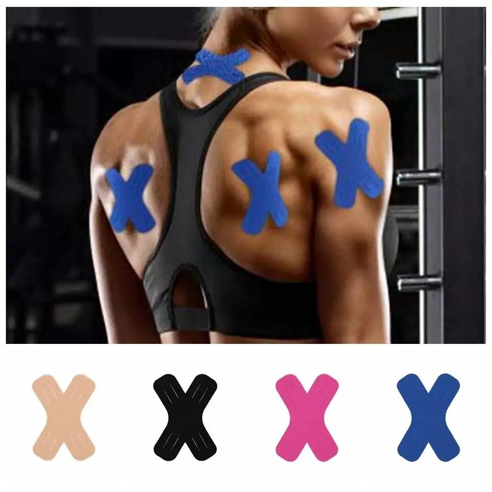 5Pcs/set Sports Protection Sports Muscle Patch Strain Injury Elbow Knee Pads Fitness Muscle Tape X Shaped Waterproof