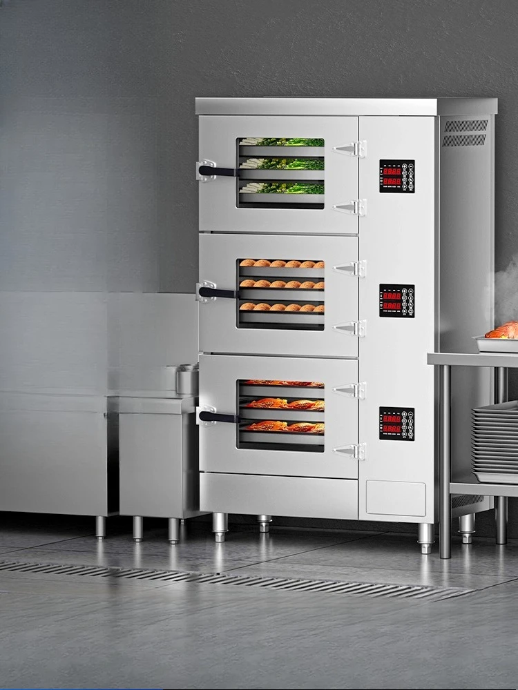 

Steamer, commercial, seafood, three doors, small, stew soup, steamer, canteen, gas, large