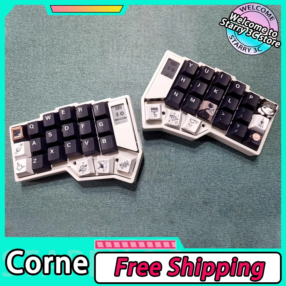 Kit de teclado dividido inalámbrico Corne RGB Hotswap, Kit de teclado mecánico dividido personalizado con perilla de pantalla, Joystick, compatible con regalo ZMK