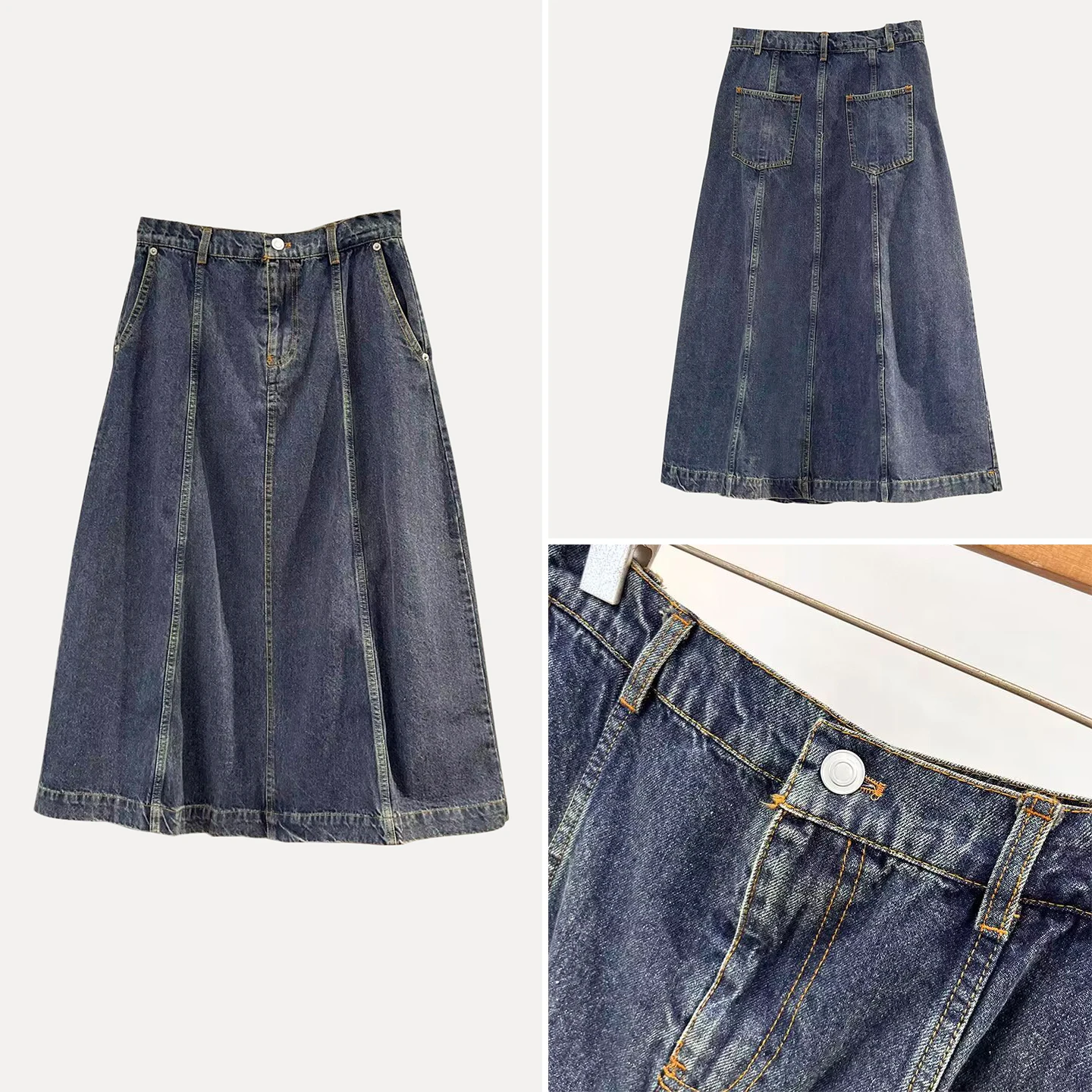 

Ele Versatile Plant-Dyed Cotton Stretch Denim Skirt for Women Autumn 2025 Faion Z Brand Mid-Waist Daily Wear