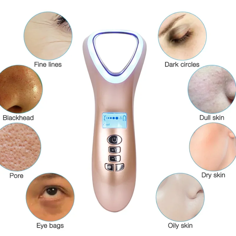 

Home Hot and Cold Hammer Ultrasonic Cryotherapy LED Photon Shrinkage Pore Face Lifting Vibration Massager Ultrasonic Skin Care