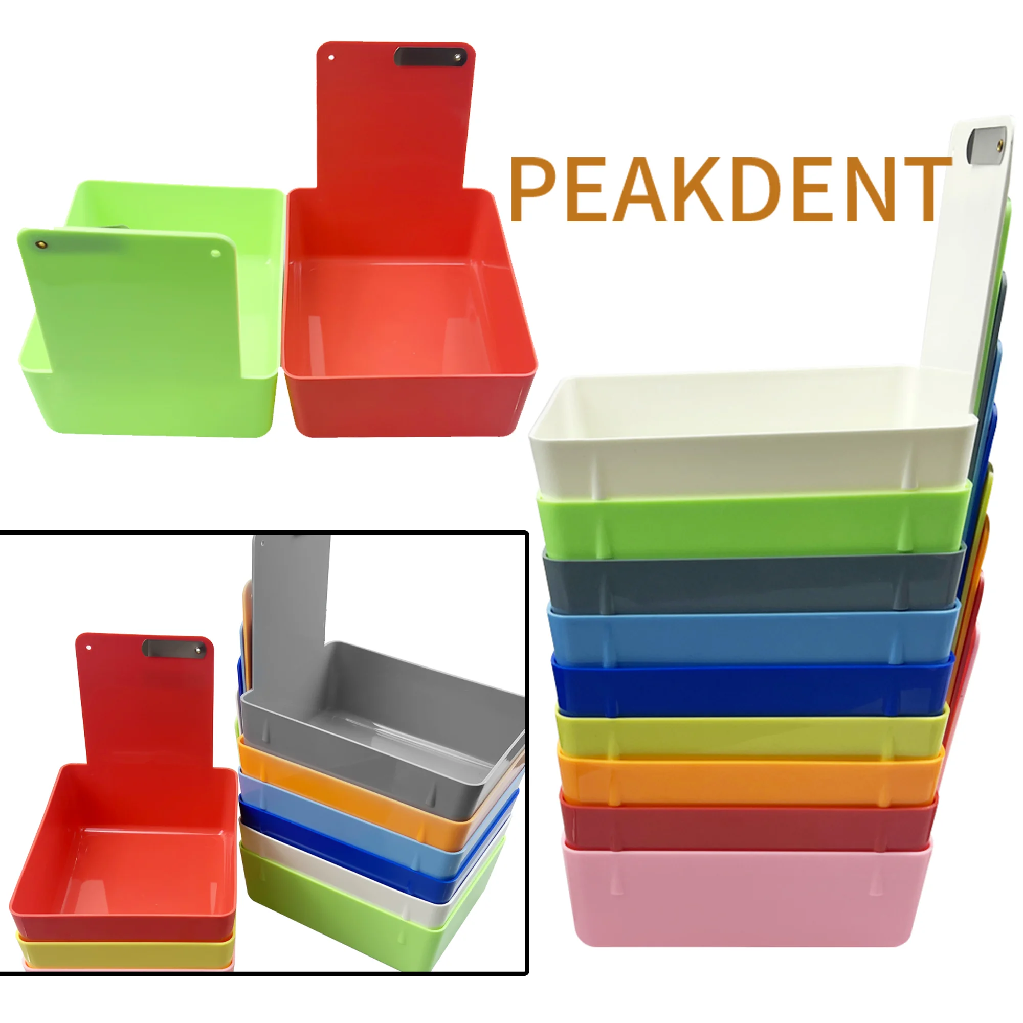 7Pcs Durable Dental Colourful Storage Box PP Plastic Tray Work Pan Storage Case With Durable Storage Case Dentistry Turnover Box