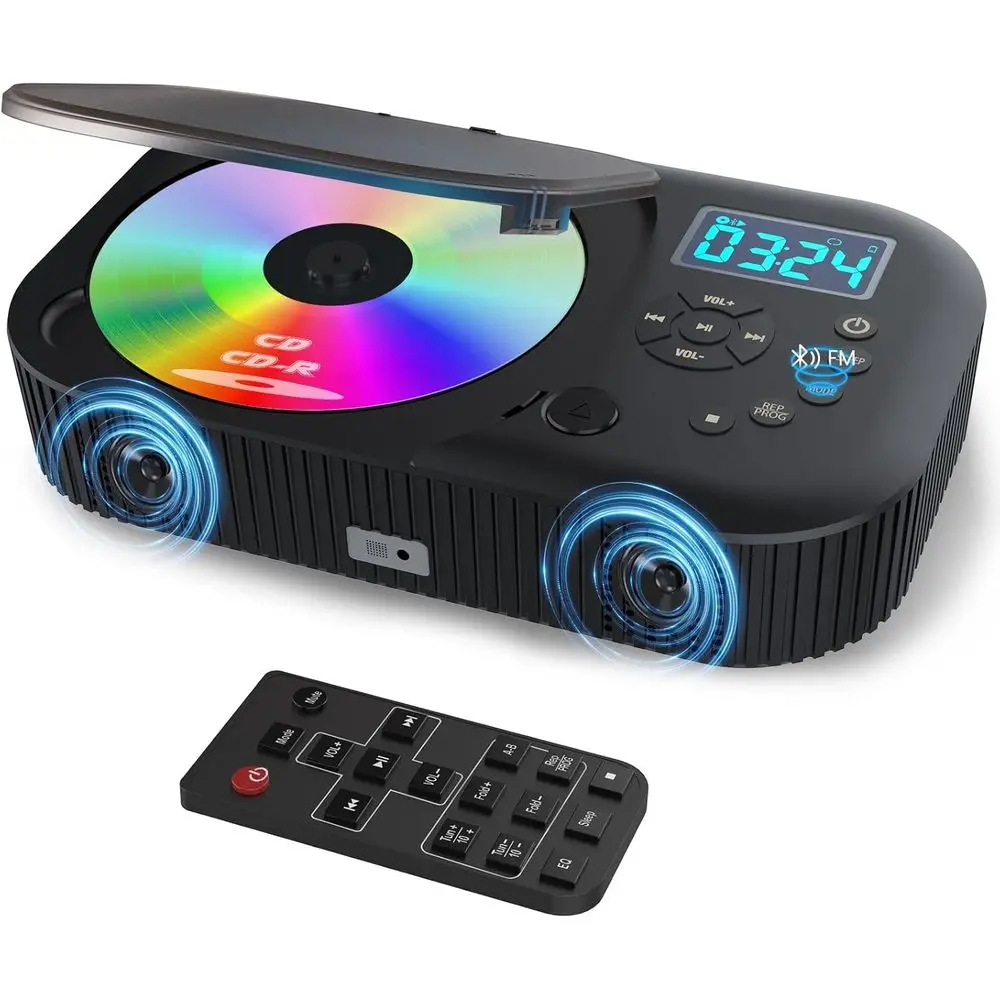 

Портативный двойной стерео-CD-плеер с Bluetooth, аккумулятором 4000 мАч, поддержкой USB/AUX/3,5 мм разъема, пультом дистанционного управления для использования в автомобиле/дома
