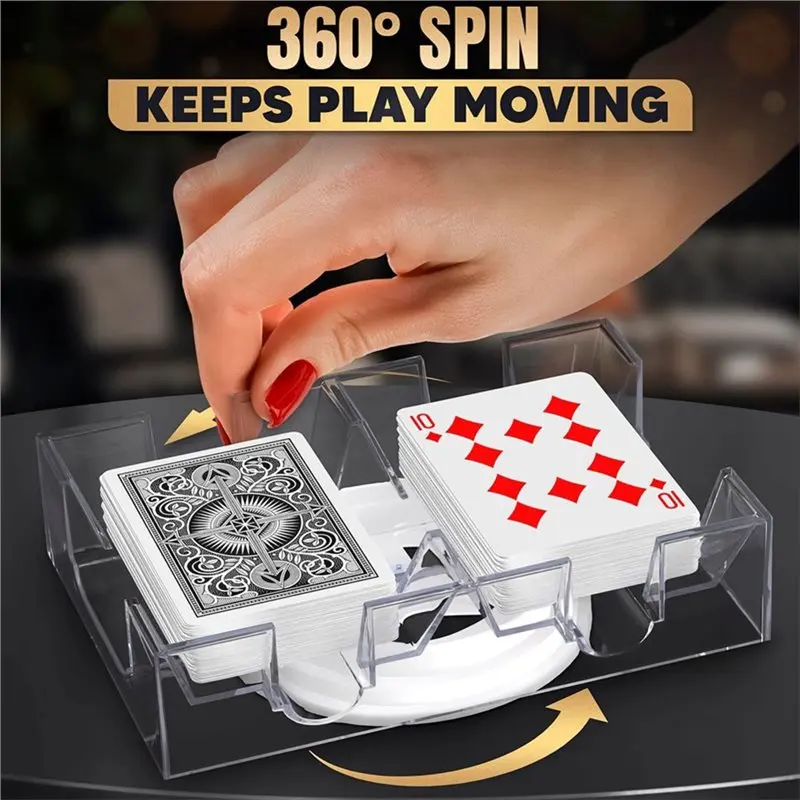 T22C Canasta Card Tray 2-Decks, 360° Rotating, Swivel Holder, Smooth Operation For Hand& Foot, Rummy Games view 3