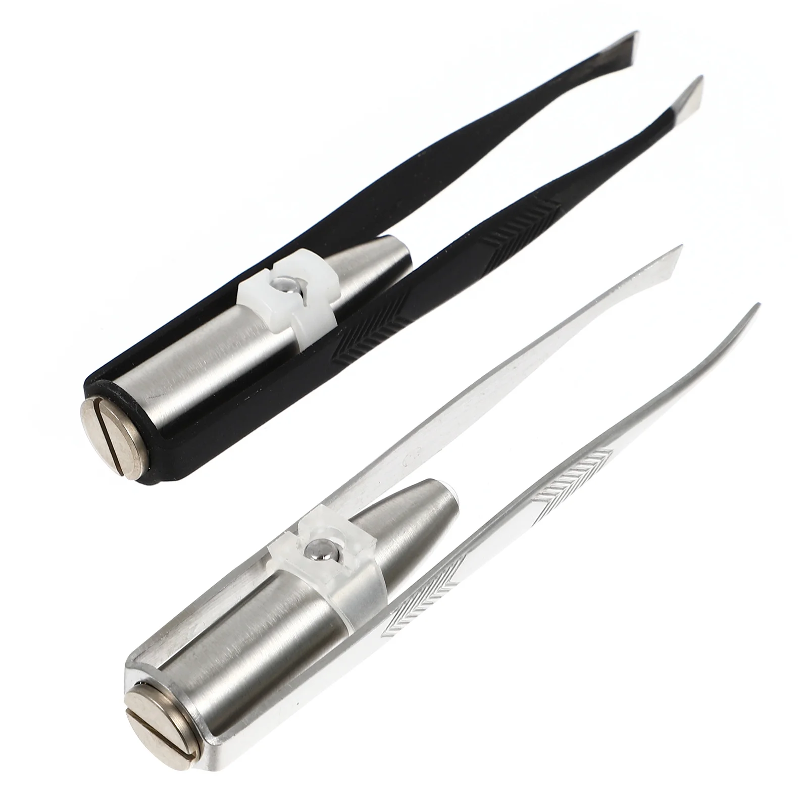 2 Pcs LED Light Eyebrow Clip Shaping Tool Trimming Eyelash Clamps Beauty Durable Stainless Steel with Tweezer Plucking