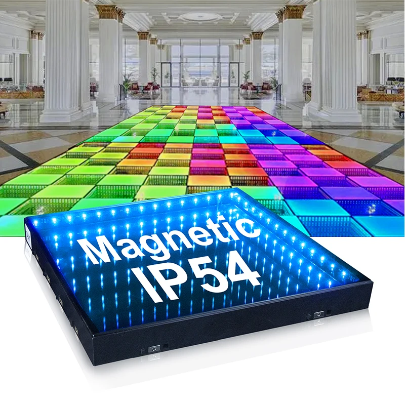

3D светодиодное зеркало для танцпола, магнитное RGB, водонепроницаемое, IP54, уличное, для свадебной вечеринки, автомобиля, шоу