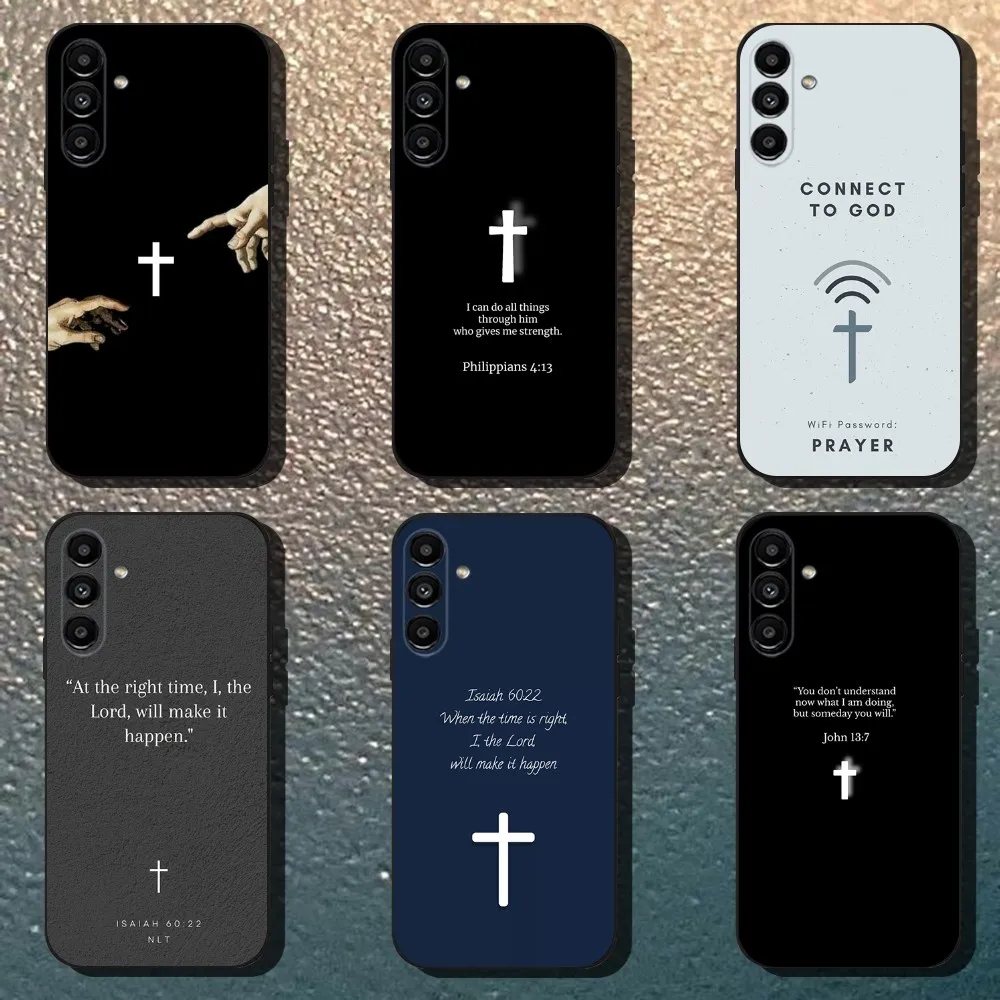

Jesus Bible Verse Phone Case For Samsung Galaxy A13,A21s,A22,A31,A32,A52,A53,A71,A80,Soft Black Shell