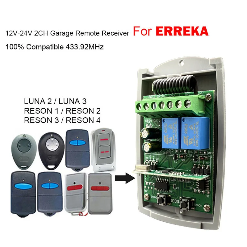 ERREKA – récepteur de télécommande de porte de Garage, pour ERREKA LUNA 2/3 RESON 1/2/3/4, télécommande de porte, émetteur manuel 433MHz