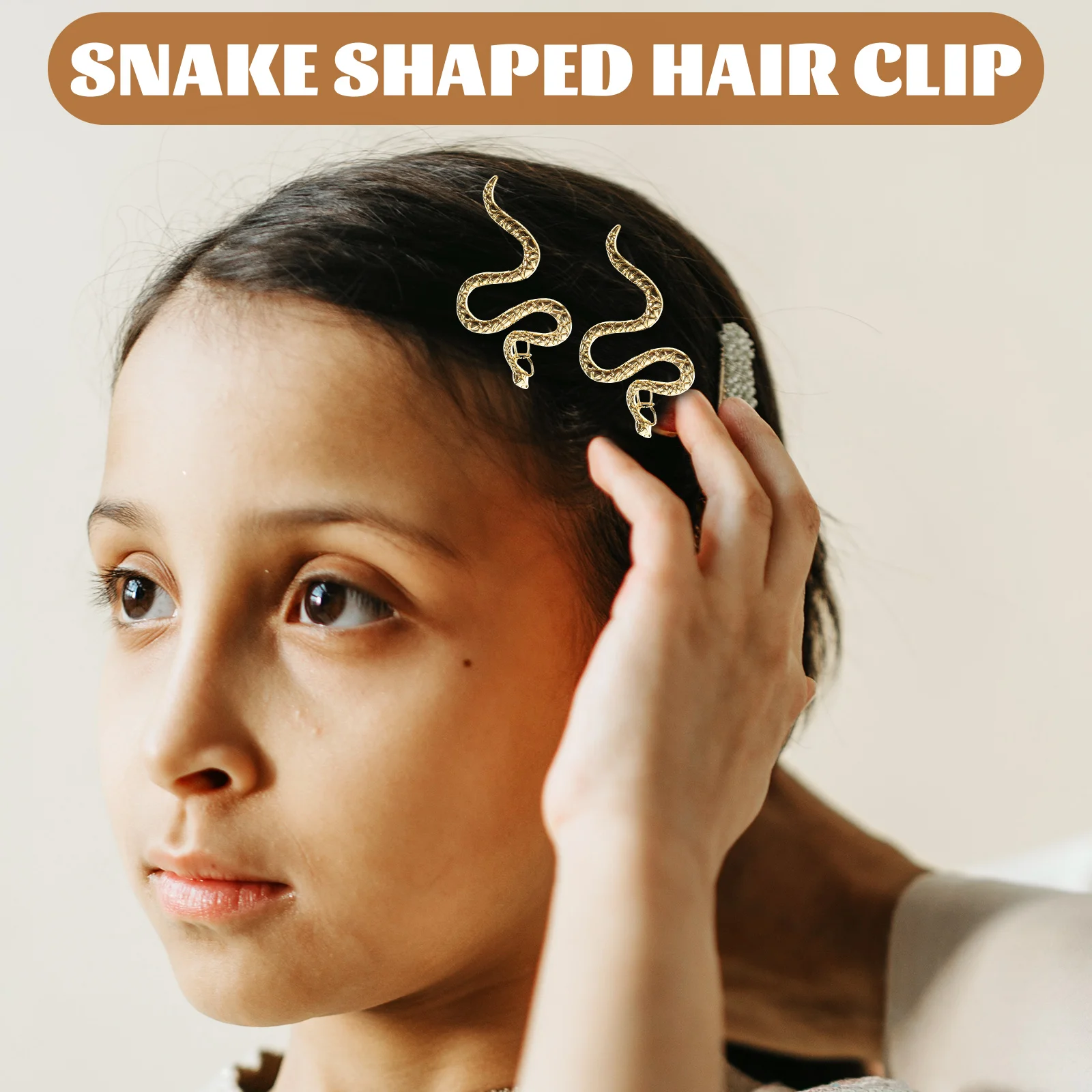

4pcs Snake Shaped Hair Clip Creative Hair Pin Hair Ornament for Women Girls Ladies (Golden, , 2pcs Each)