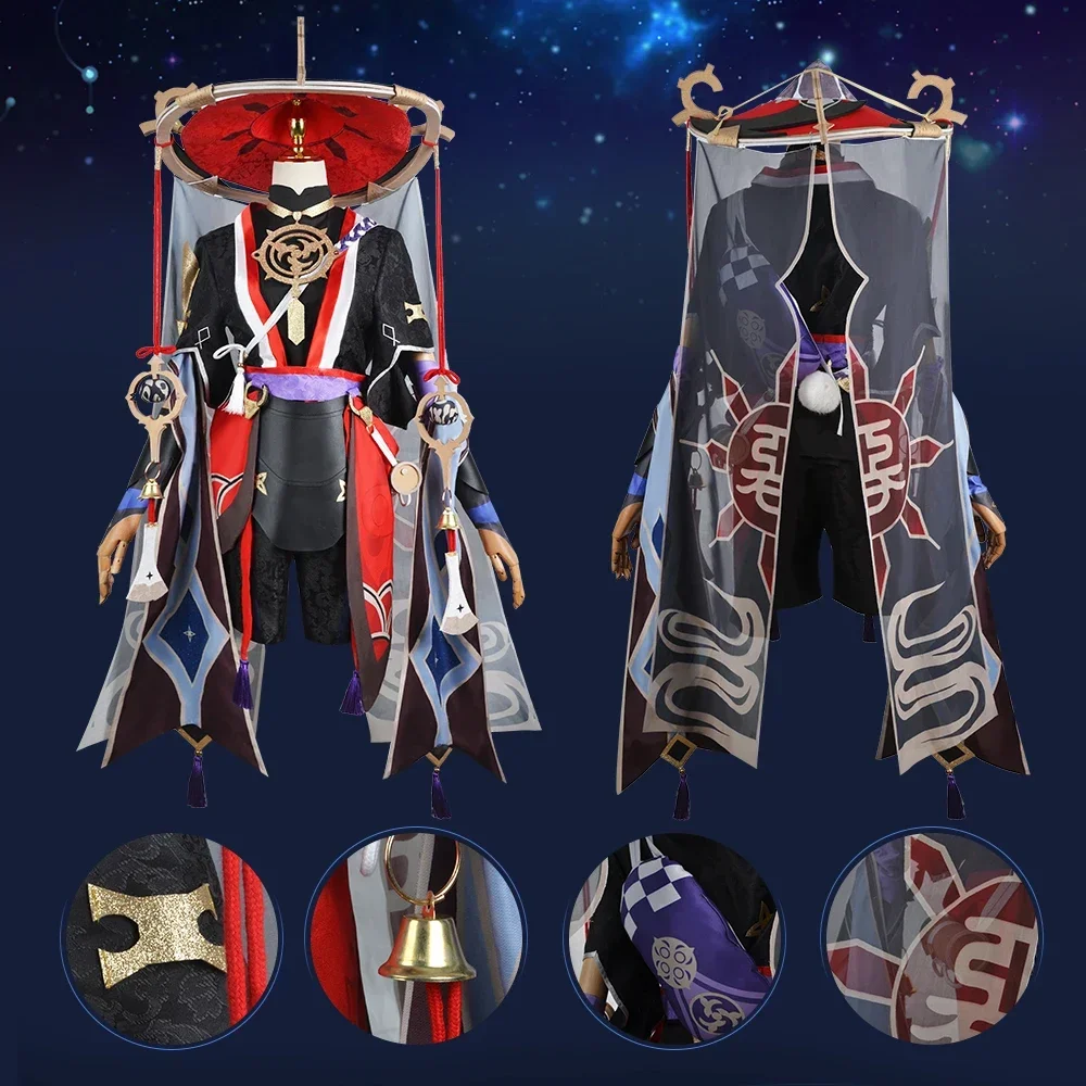 Kostium Scaramouche Cosplay Genshin Impact czapka z peruką pełny zestaw kostiumu Anime Halloween Genshin Cosplay wędrowiec kostium dla mężczyzn