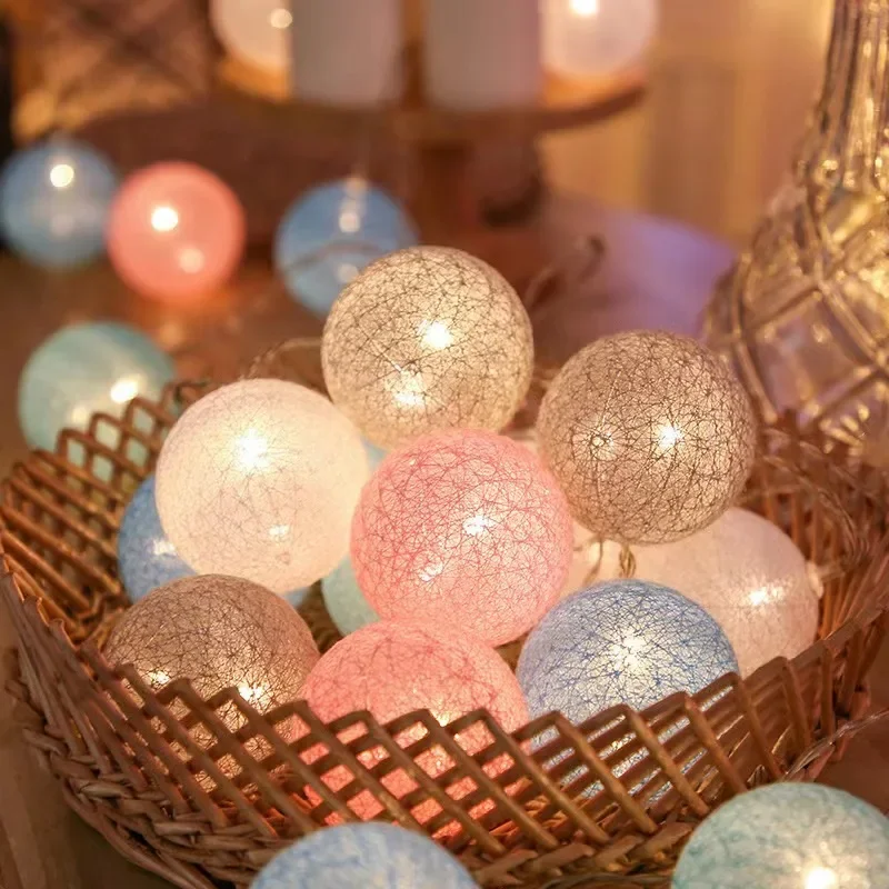 LED Cotton Rattan Ball Lighting Strings Fairy Garland String Lights festa di nozze Christmas Outdoor Garden Decoration Lamp Bulb