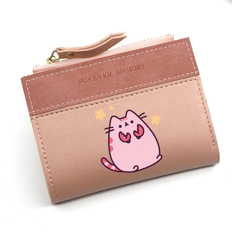 Pusheen PU Wallets Anime Fat Cats Printed Coin Purses Fashion Women Horizontal Wallet Kids ID Card Holders Birthday Xmas Gift