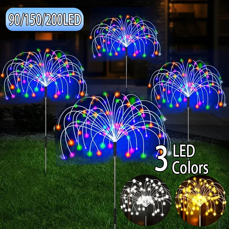 Solar Firework Lights Outdoor Waterproof IP65 Solar 8 Lighting Modes Fairy String Light Christmas Lighting Garden Decoration