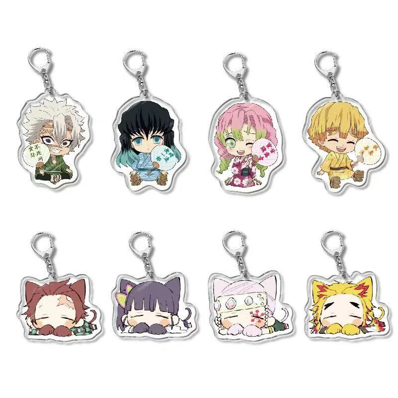 Cartoon Acryl-Schlüsselanhänger Kamado Tanjirou Nezuko Hashibira Inosuke Agatsuma Zenitsu Anime-Zubehör Dekorativer Anhänger