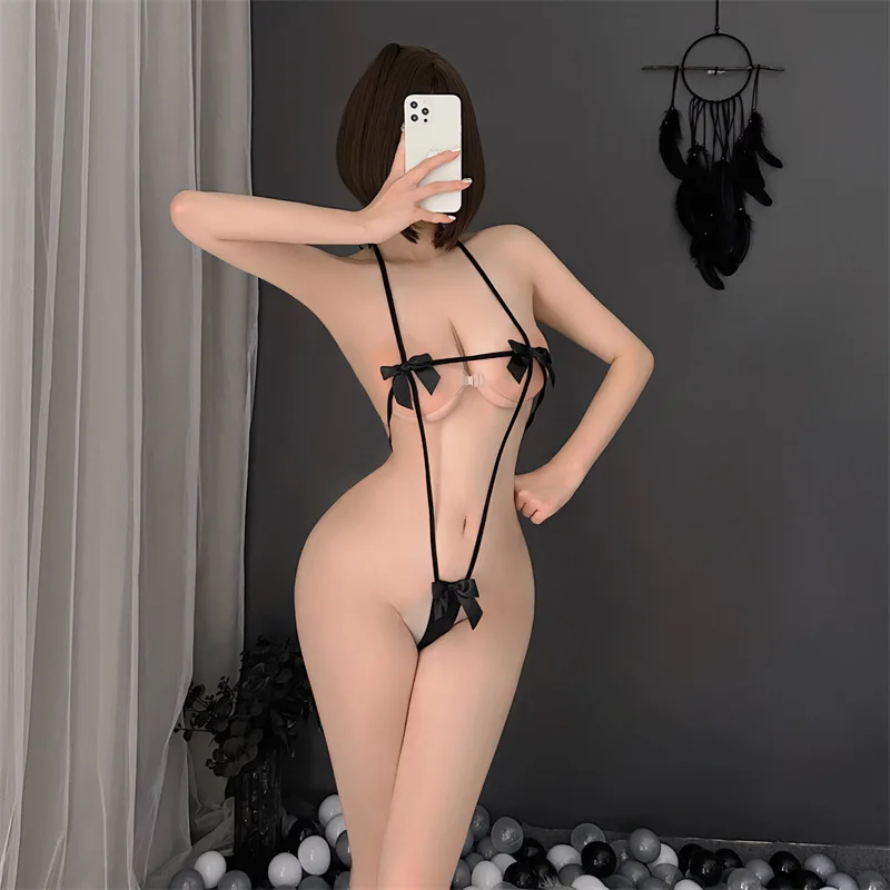 Sexy Micro String Bikini Extreme Bodysuit Hollow Out Binding One-piece Slingshot Bikini Erotic Teddies Micro Teardrop Bikini