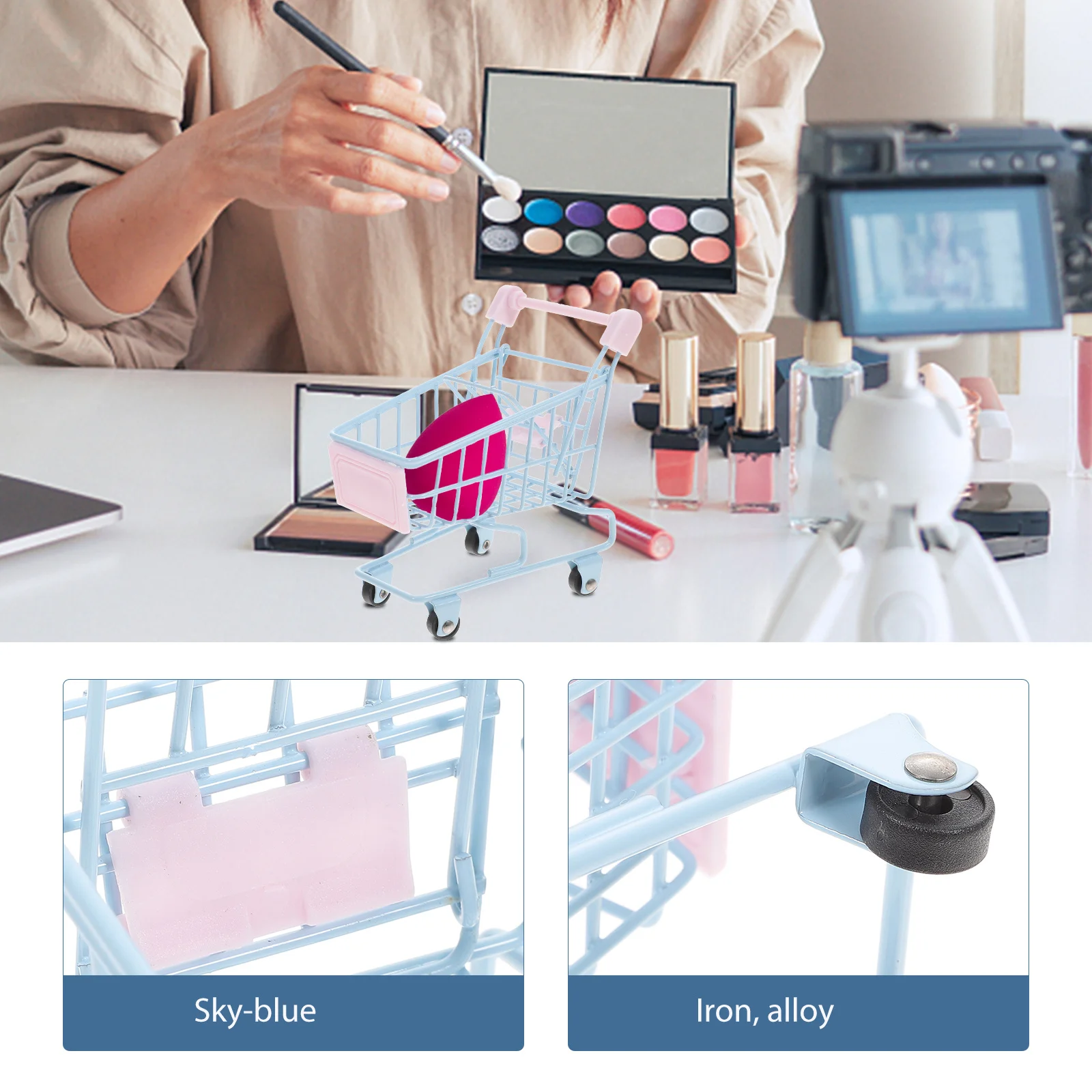Carrito de compras en miniatura, carrito pequeño, organizador de almacenamiento de escritorio para decoración del hogar y la Oficina, Idea de regalo de San Valentín, carrito de compras pequeño