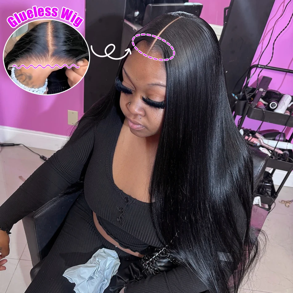 

Парик из натуральных волос 5x5 HD Lace, прямой, натуральный черный, готовый к носке, без клея, предварительно прорезанный, 200% плотность, 30 дюймов