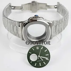 40mm square watch case and strap stainless steel waterproof for nautilus mod NH35 NH36 NH38 movement 29.8mm dial nh35 hands