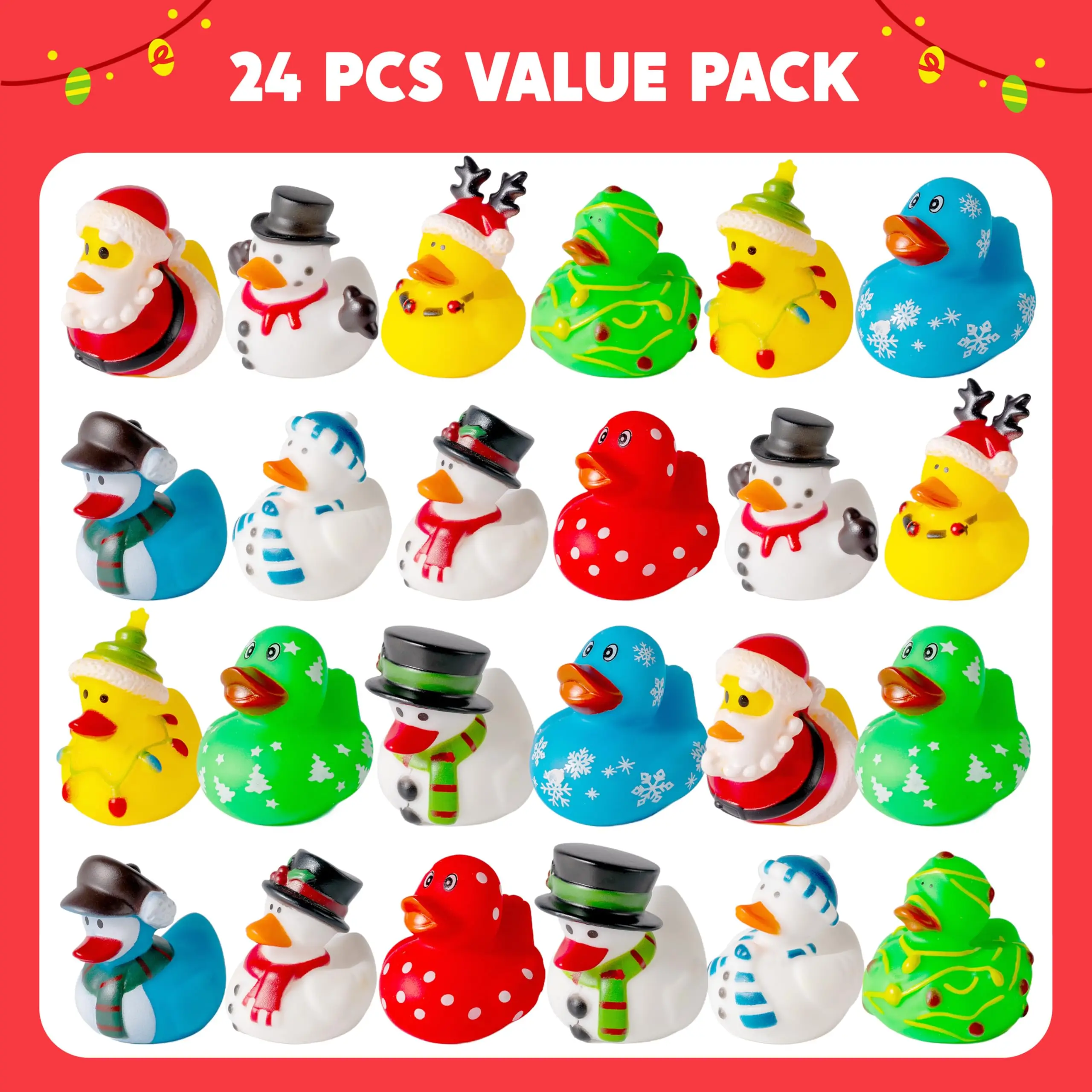 Jouets de baignoire de Noël DLIGHTBaby, canard en caoutchouc de Noël assressentipour enfants, jouets de bain Ducky Toddler, cadeaux en vrac, 24 pièces