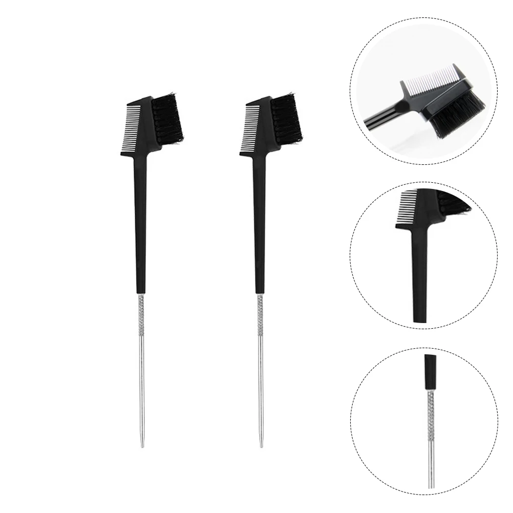 2Pcs Eyebrow Eyelash Brush Dual Purpose Black Tool Portable Brow Comb Mascara Brush Multifunctional Makeup Tool