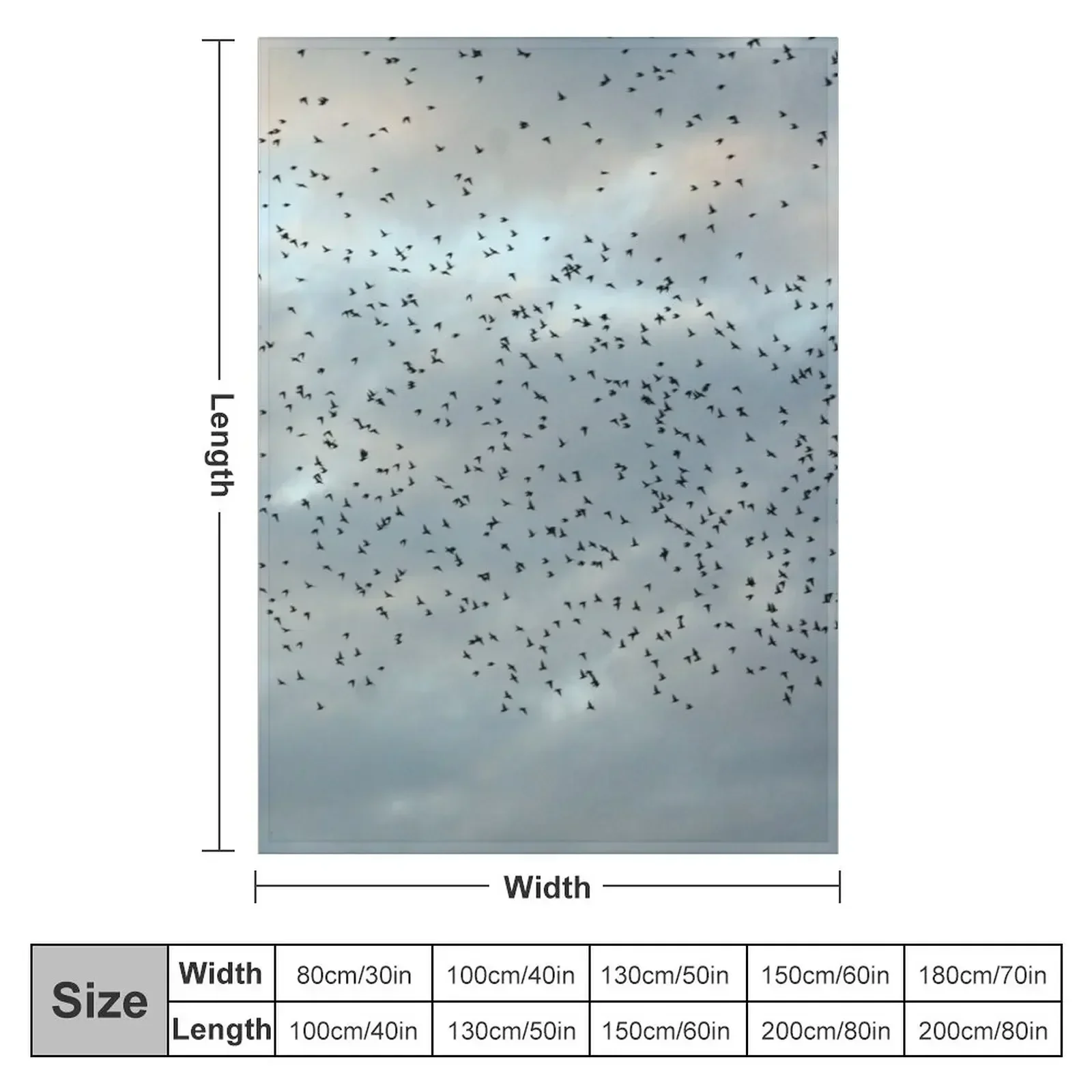 Murmuration Starlings Flock of birds Throw Blanket Bed Fashionable Sofa Throw Blankets