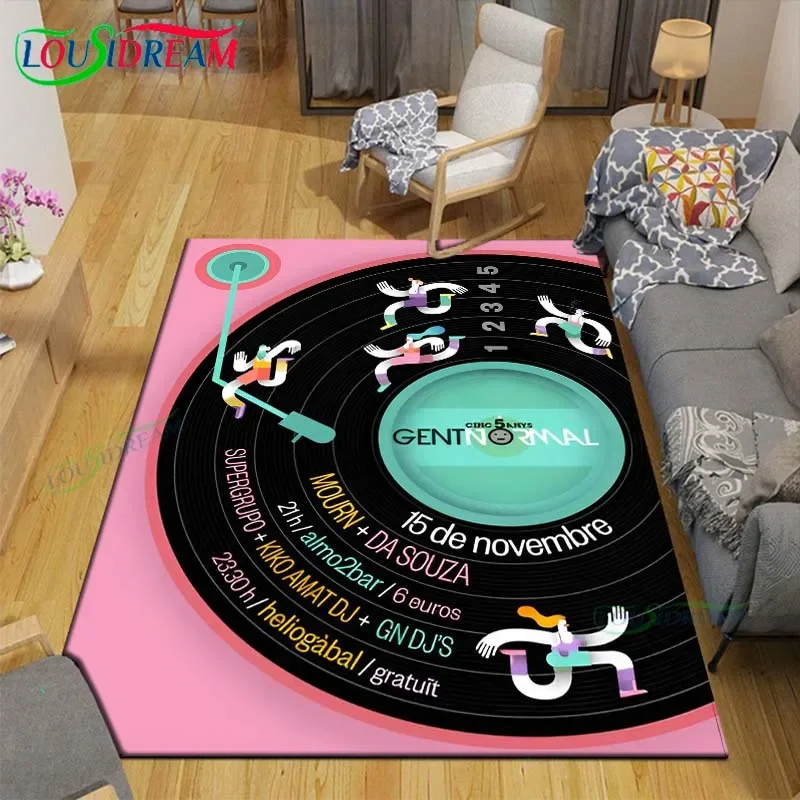 

3D Fashion Music Arts、CD Printed Carpets Living Room Anti-Skid Area Rug Kids Bedroom Mats Yoga Mat Large Carpet Decor