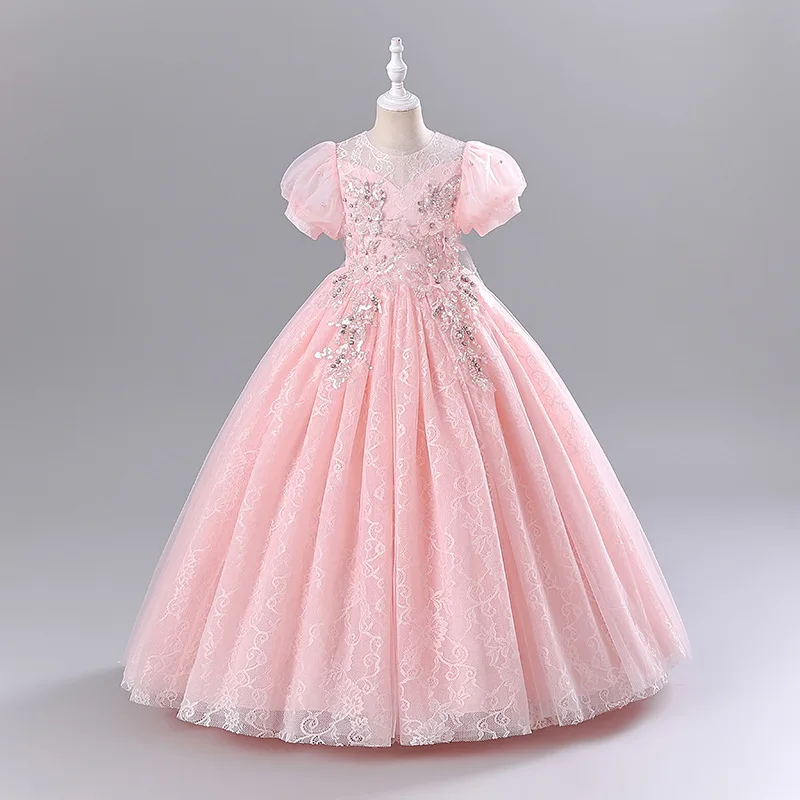 3-10Y Teens Kids Dresses for Girls Birthday Festival Performance Wedding Party Clothes Princess Embroidery Flower High-end Dress