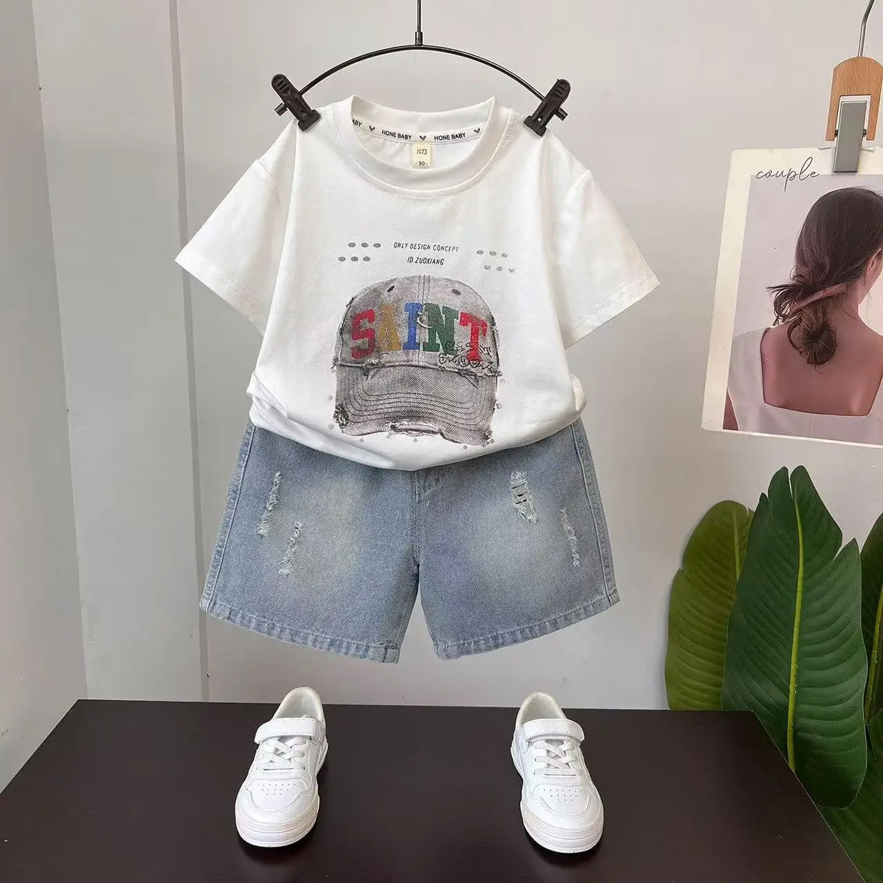 Boys Summer Fashionable Casual Two-Piece Set Short-Sleeved T-Shirt + Shorts New Style Children's Outfit
