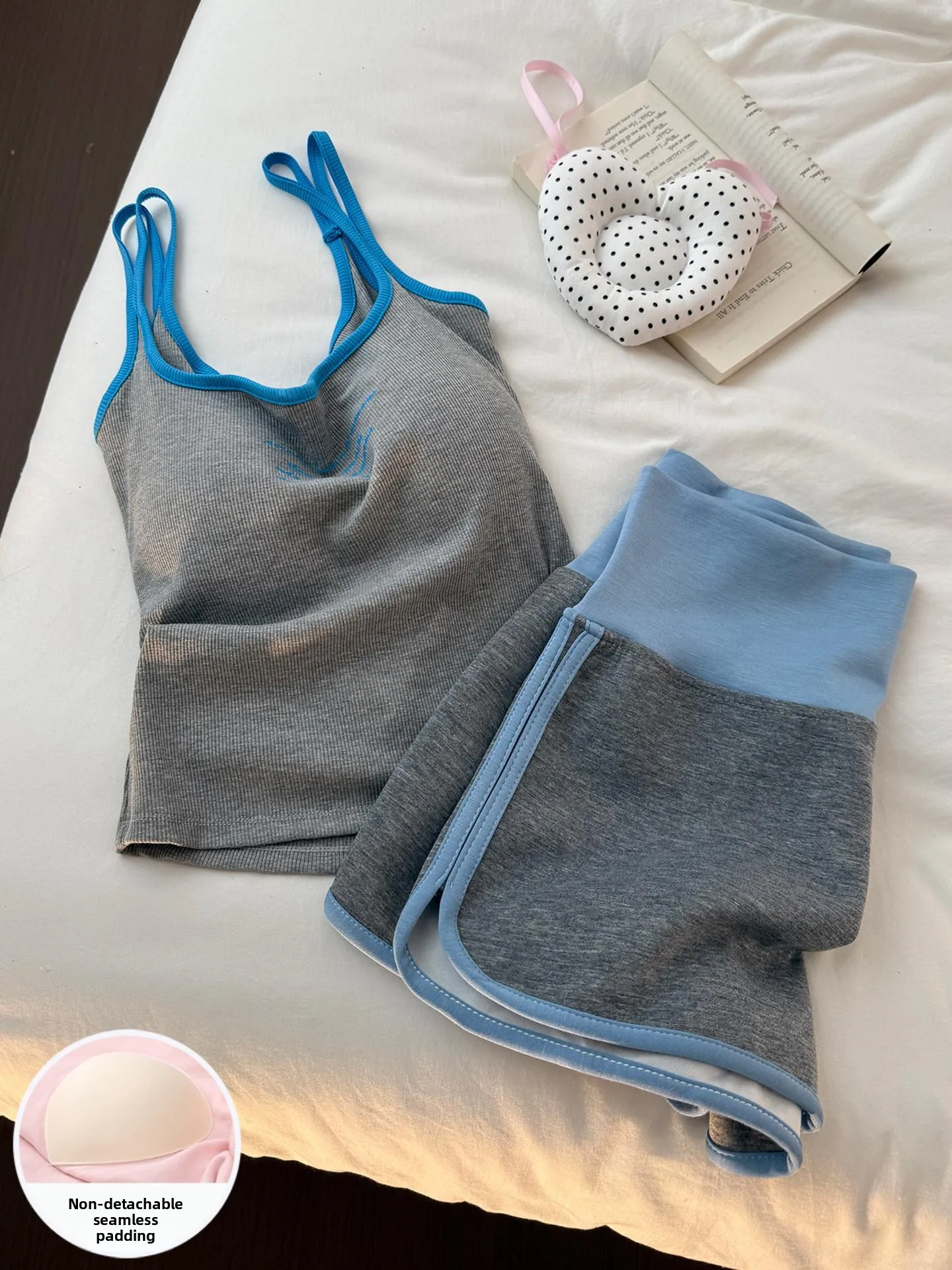 夏綿ナイトガウン女性のカジュアルホーム服ショルダーストラップパジャマ通気性涼感感大サイズ屋外着用可能グレーセット
