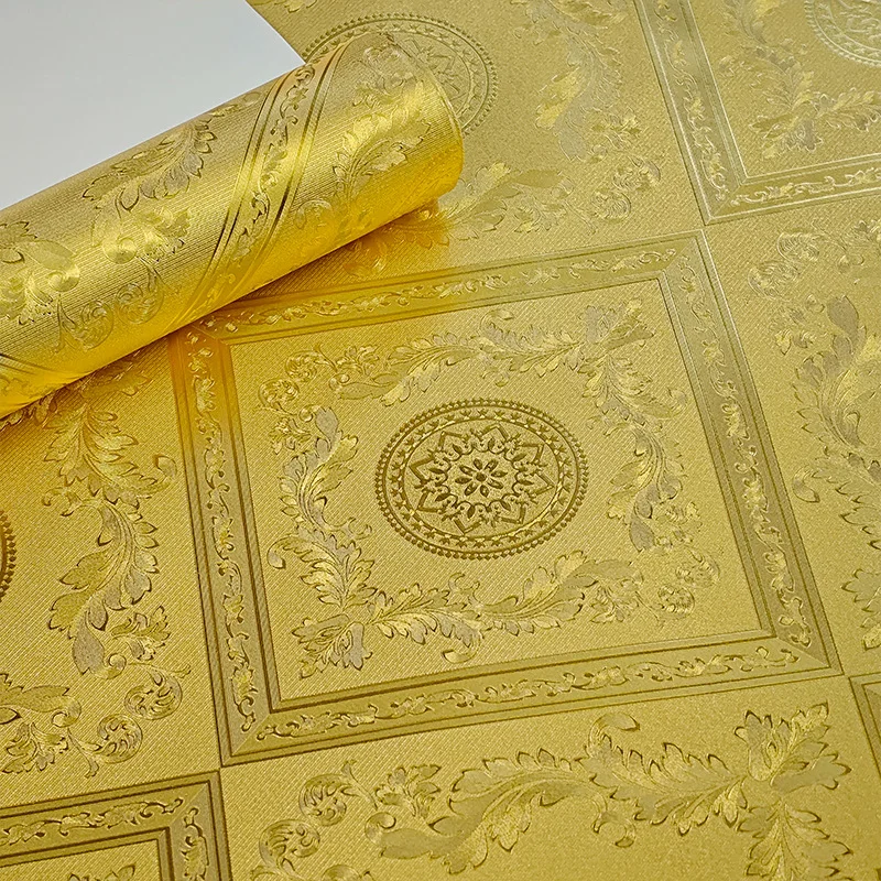 Carta da parati in oro stile islamico per soggiorno, sala da pranzo, bar dell'hotel, soffitto, griglia di diamanti di lusso, rivestimento murale in foglia d'oro