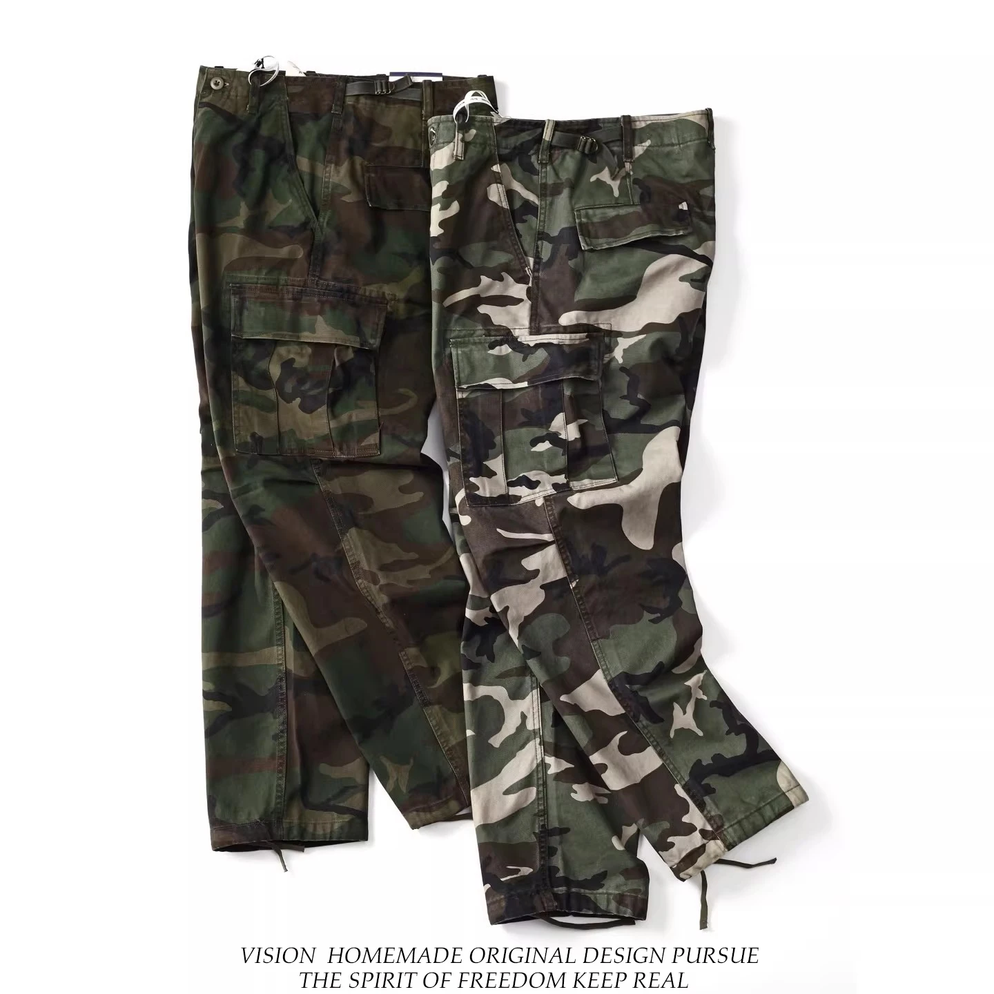 

American Retro Military Sle Camouflage Work Pants Men's Loose Straight Casual Trousers Multi-ket Paratrooper Pants