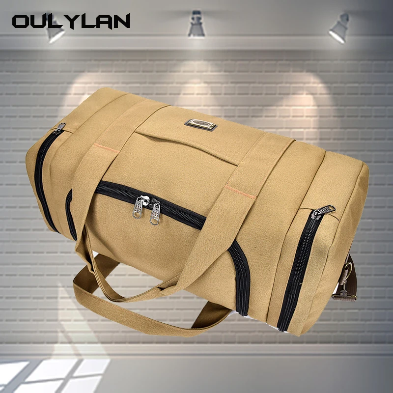 Camping Bag Two Size Canvas Luggage Bag Man Women Large Capacity Outdoor Travel Bag Handbag Unisex Thickening Consignment Bag