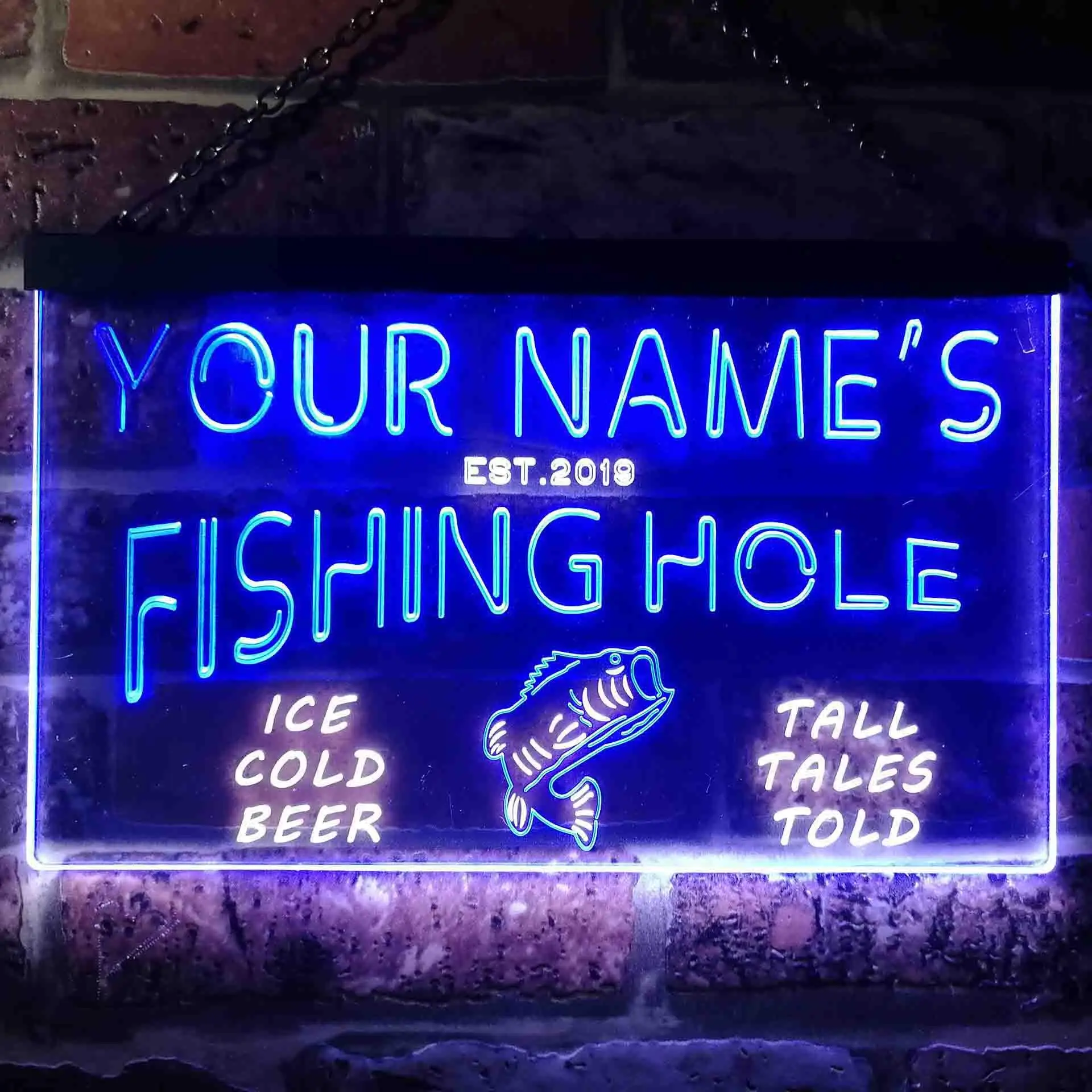

Персонализированная нахлыстовая рыболовная дыра Den Beer Bar, двухцветная светодиодная неоновая вывеска st6-qx-tm