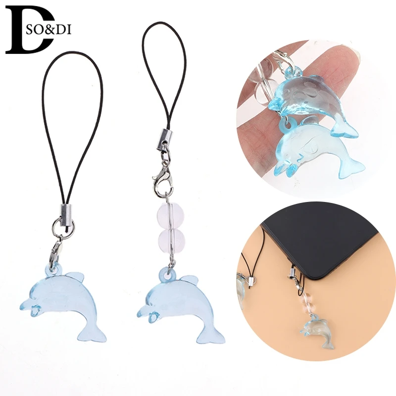 Cute Dolphin Phone Charm Lanyard Y2K Simple Ocean Animal Theme Mobile Phone Chain Cell Phone Keychain Keycord Accessories