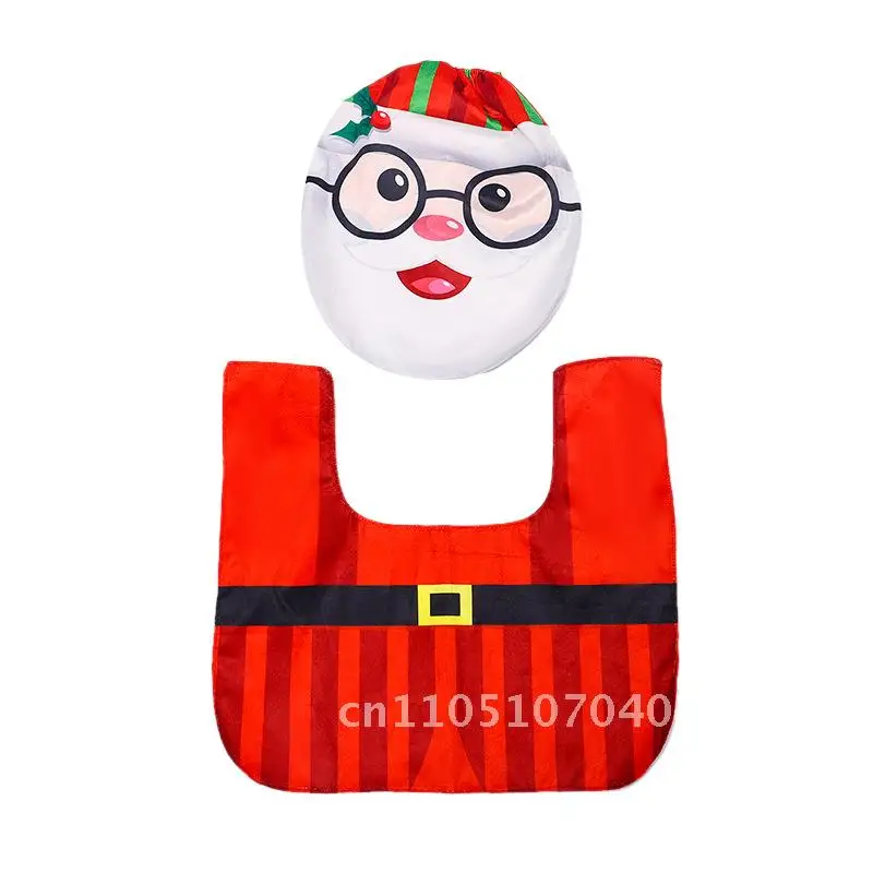 

Christmas toilet set two-piece toilet Christmas decorations Christmas atmosphere decoration