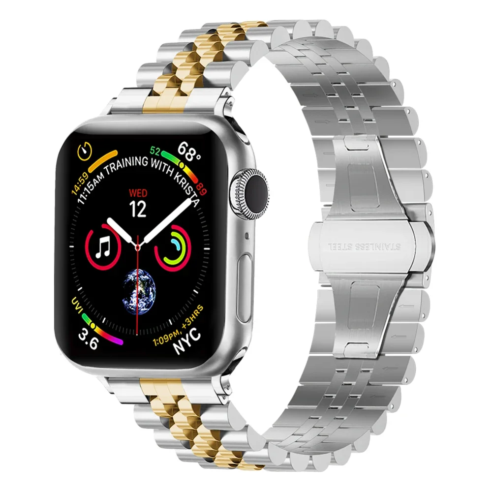 حزام معدني لساعة أبل الترا 2-1 9 8 7 6 5 4 SE Band 45mm 41mm 49mm 44mm 40mm معصمه iWatch 10 42mm 46mm سوار Correa