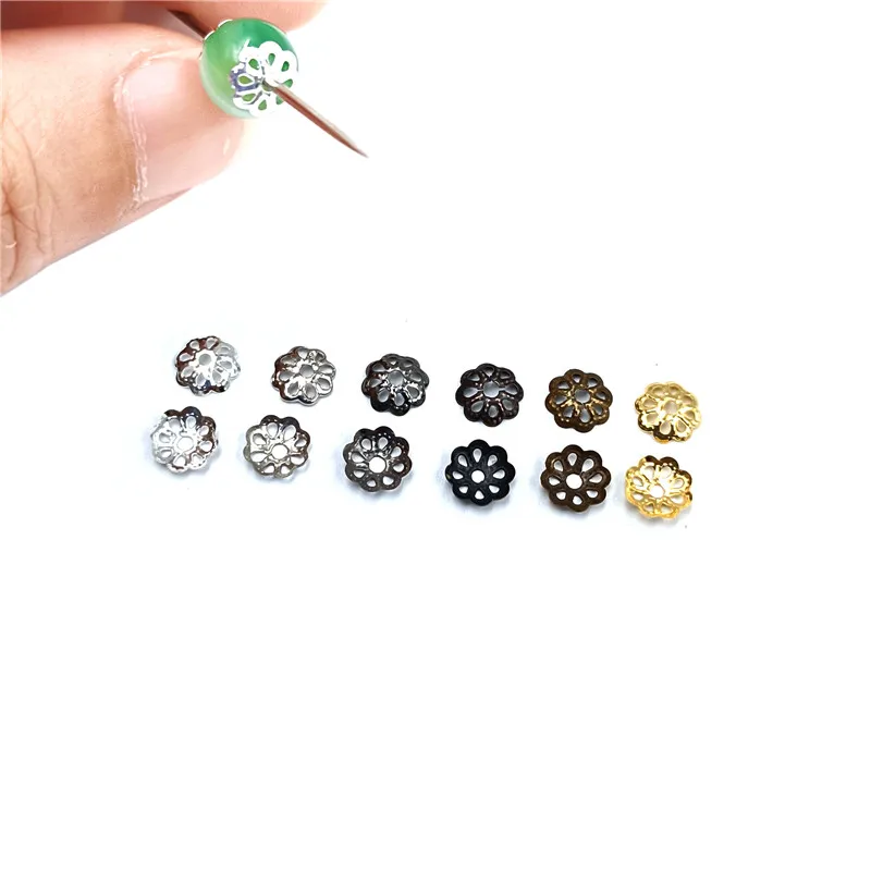 

300Pcs/lot 6mm Mini Hollow Flower Metal Loose Spacer Bead Caps For Earrings Fashion Diy Jewelry Findings Making Supplies