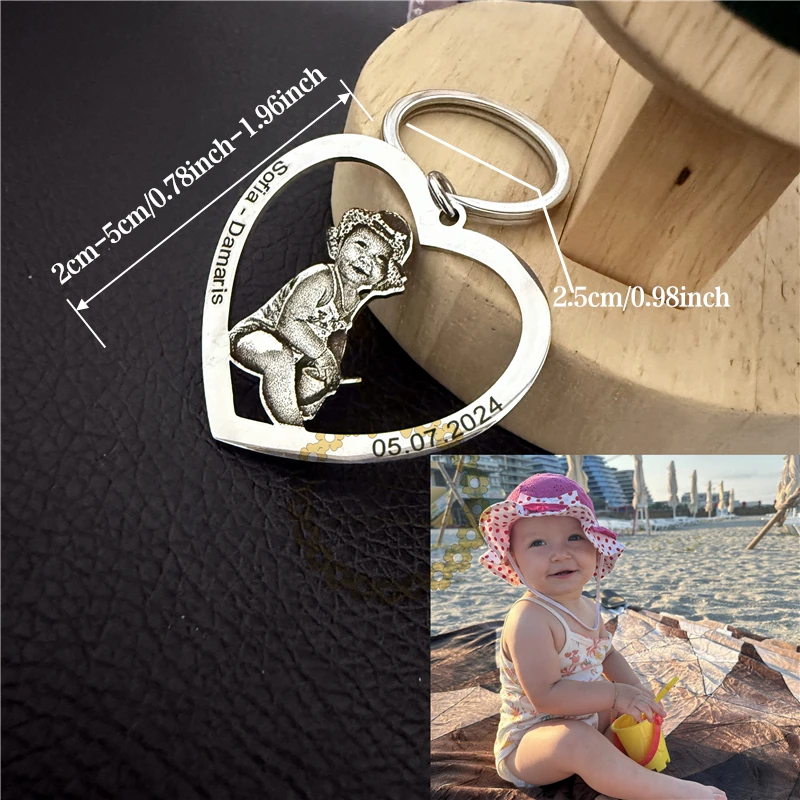 customized Heart keychain ,Family Keychain Custom: Upload Your Family Photos & Cherish Moments Custom Family Photos Keychain view 5
