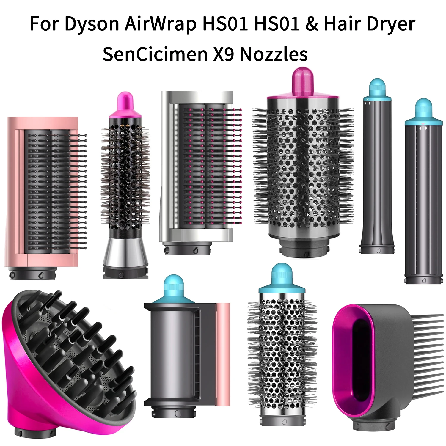 For Dyson Airwrap HS01/05 Styling Accessories Nozzles Curling Barrel Brush For Dyson Hair Dryer SencicimenX9 Hair Styler Nozzle