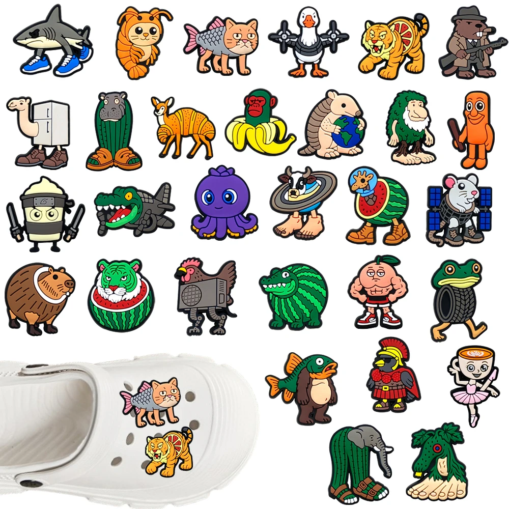 

6-200pcs Hot sales Brainrot Cartoon Animals Series PVC shoe Accessories Detachable Waterproof DIY Shoe Decorations Kids Giftsts