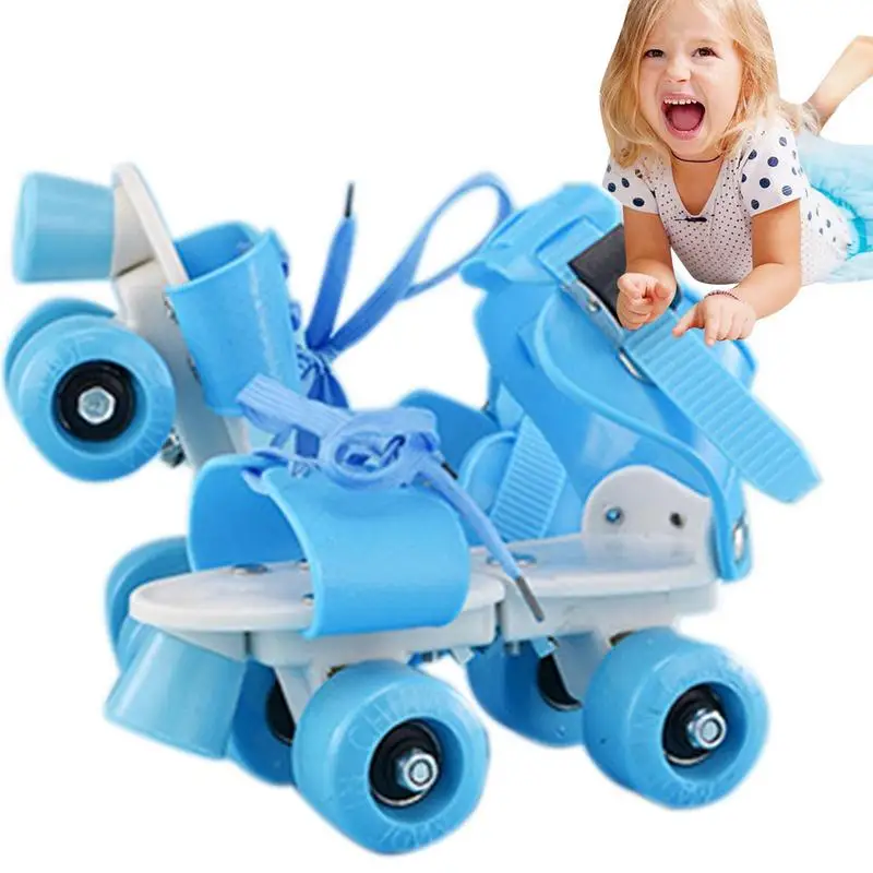 4 Wheels Skates Child Double Row Skates With 4 Wheels Simple Design Easy To Wear Skates For Boys Girls Daughter Son