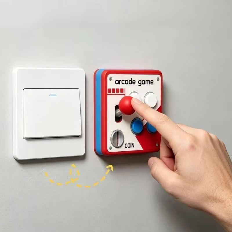 Retro Arcade Light Switch Cover 3D Printed Wall Switch Panel Joystick Style Decorative Switch Plate for for Gaming Enthusiasts