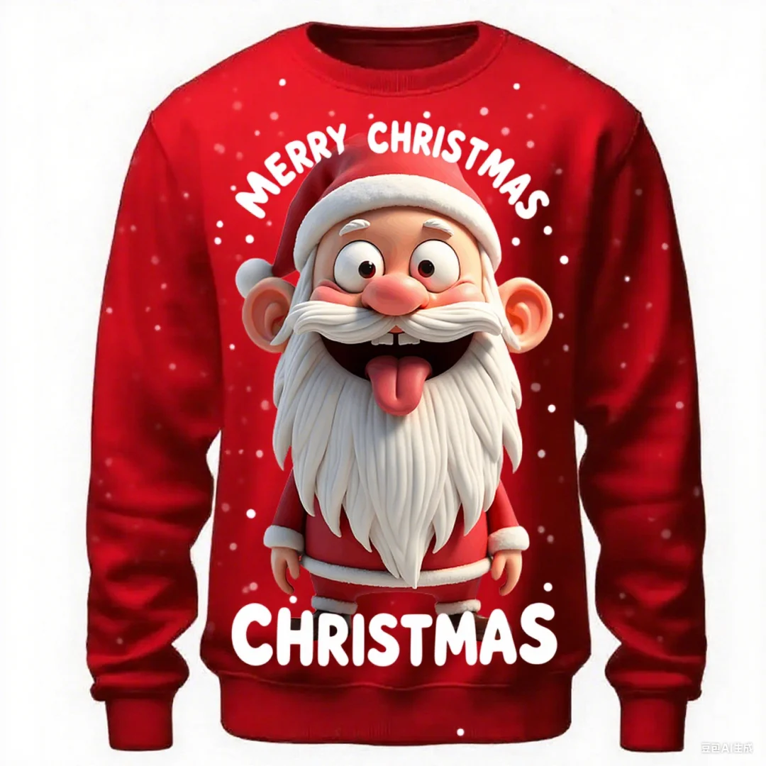 

Santa Claus Christmas Party Round Neck Sweatshirts Fashion Creative Design Long Sleeve Pullover Autumn Winter Loose Y2k Clothing