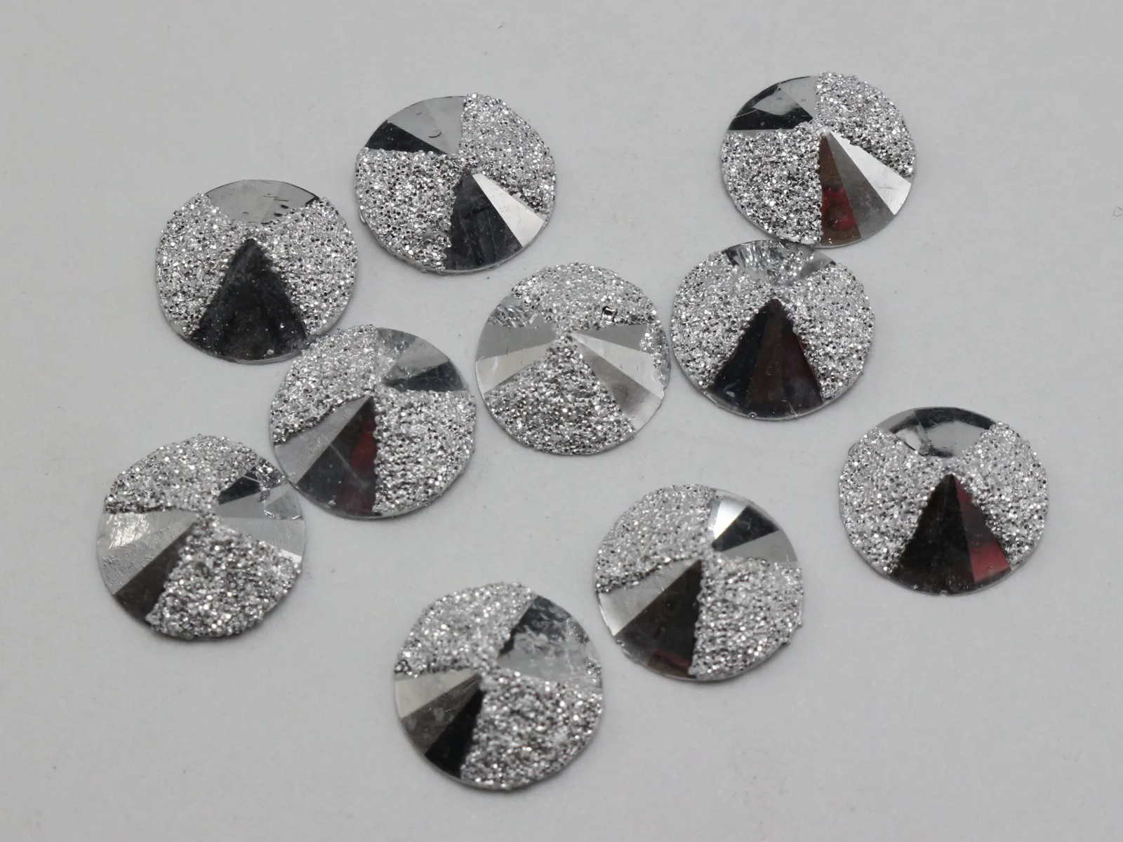 Craft DIY 200 Silver-plate  Flatback Acrylic Glitter Bows Rivoli  Cabochons