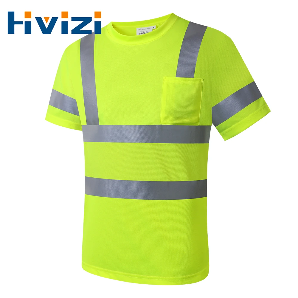 

Рубашка Hi Vis, безопасная рабочая рубашка высокой видимости, летняя дышащая рабочая футболка, быстросохнущая, большие размеры S-7XL