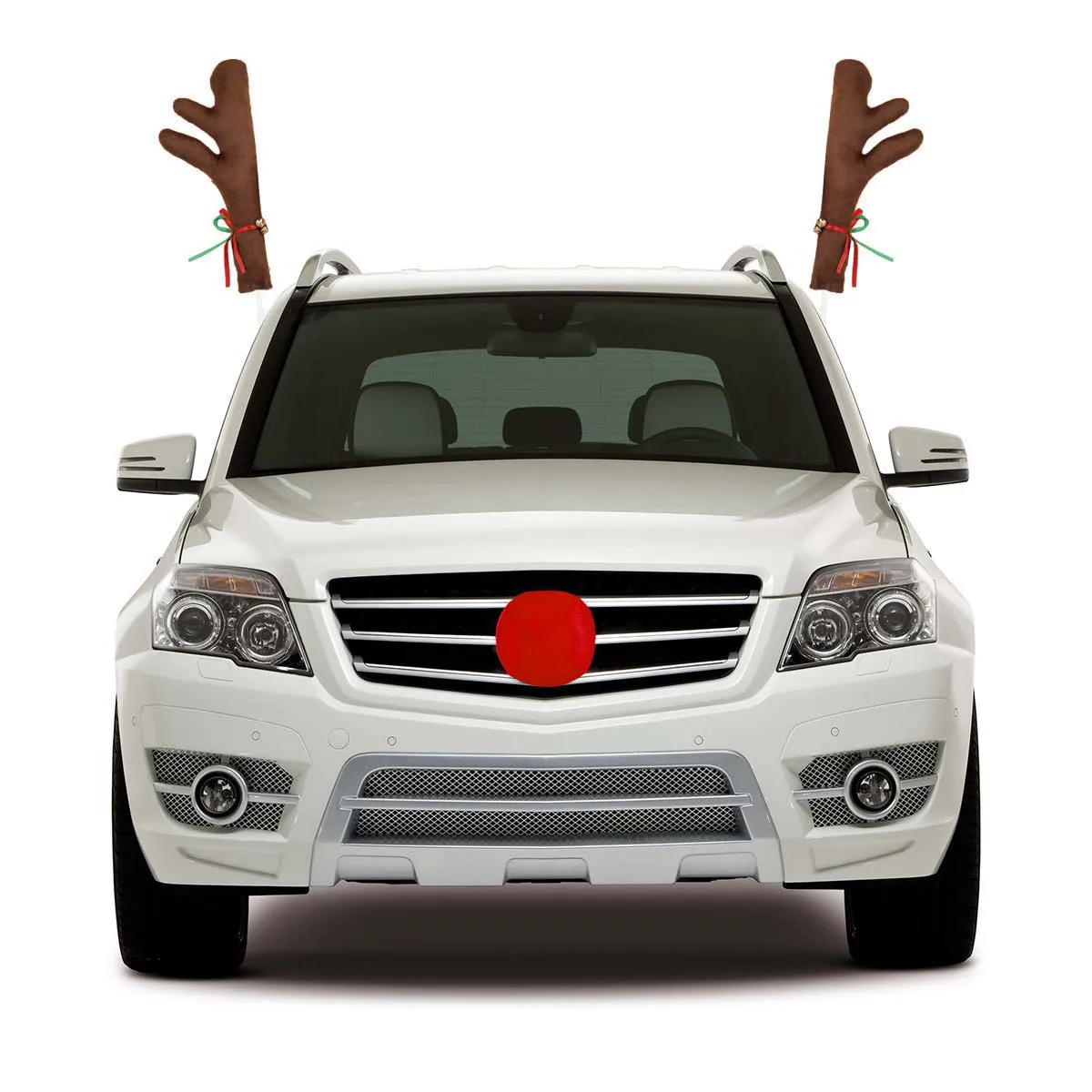 

Antlers Brown Premium Fabric Christmas Decorations Kit For Vehicles Durable Wear-Resistant Easy Install Car Decorations