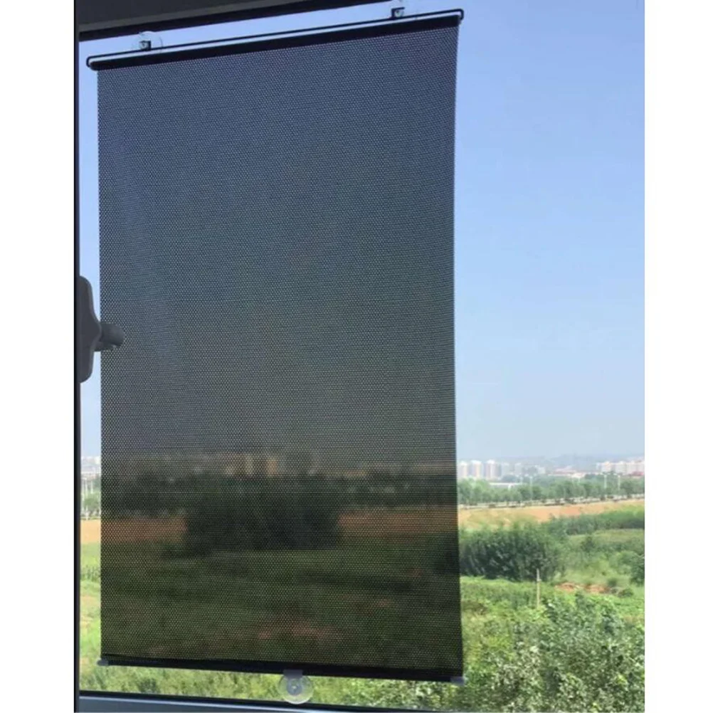 

Suction Cup Sunshade Curtain Black Mesh Dot Portable Balcony Window Shade Uv Protection Temporary Blinds Machine Washable