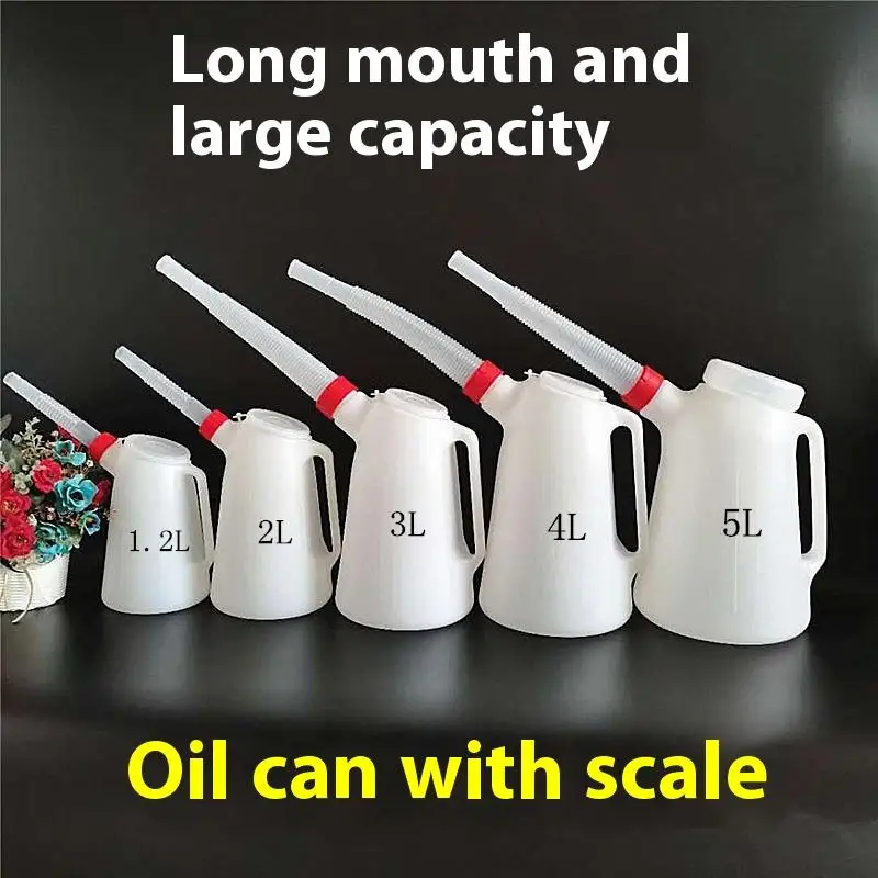 

1PC Universal Oil Measuring Jug - 1.2/2/3/4/5L Plastic Fuel/Oil Pot with Long Spout for Car & Motorcycle Maintenance