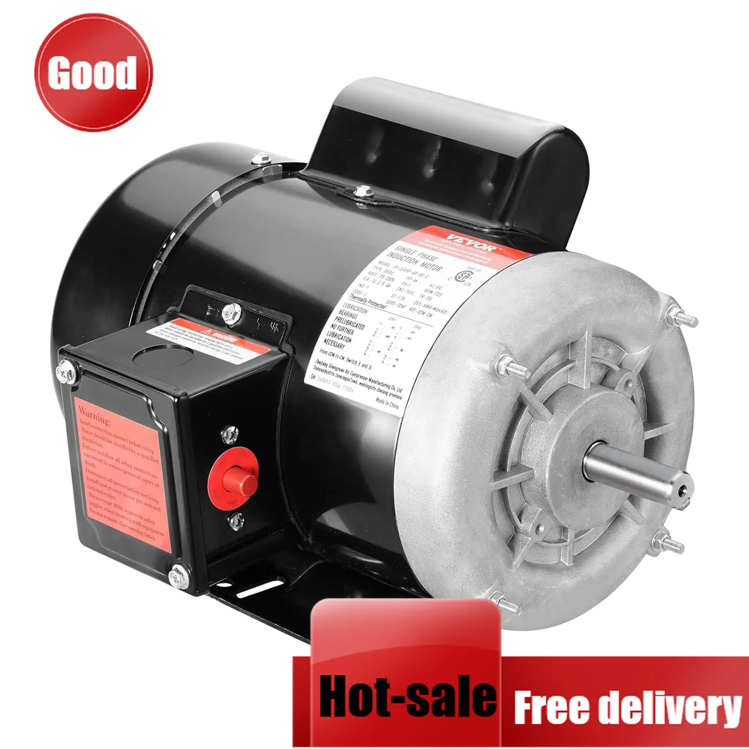 

3/4HP Single Phase AC Motor 115V 230V 1725 RPM 56 Frame 5/8 Inch Keyed Shaft CW CCW Rotation For Farm General Equipment